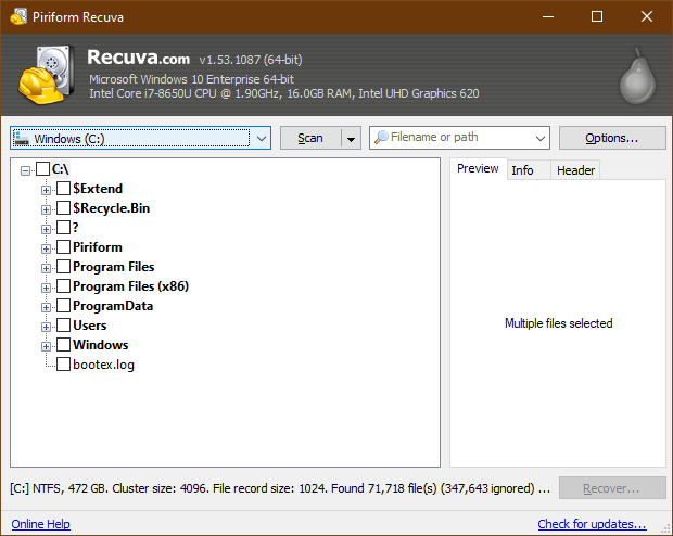 Recuva store for windows