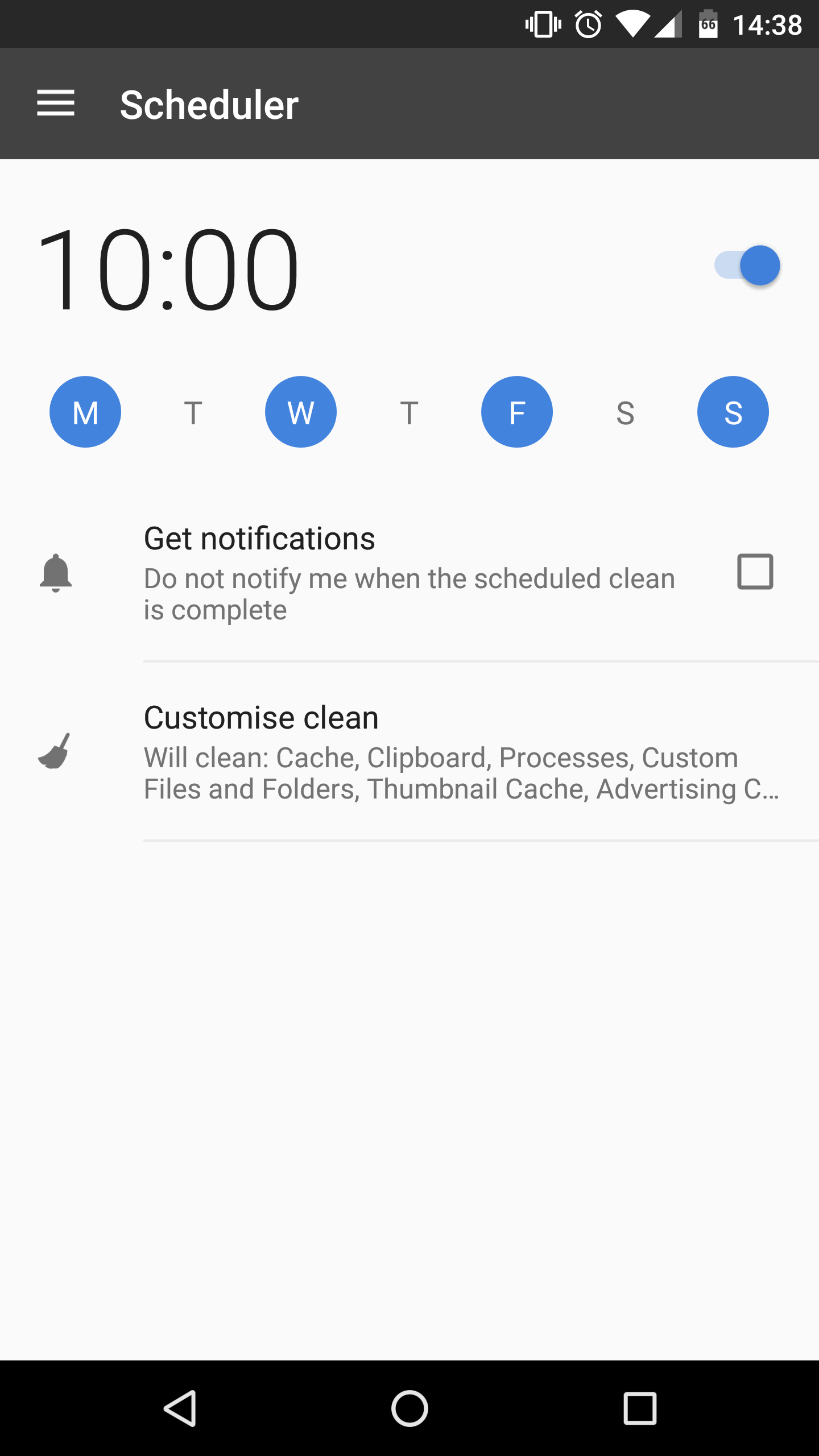 How can I set CCleaner for Android to run on a schedule?