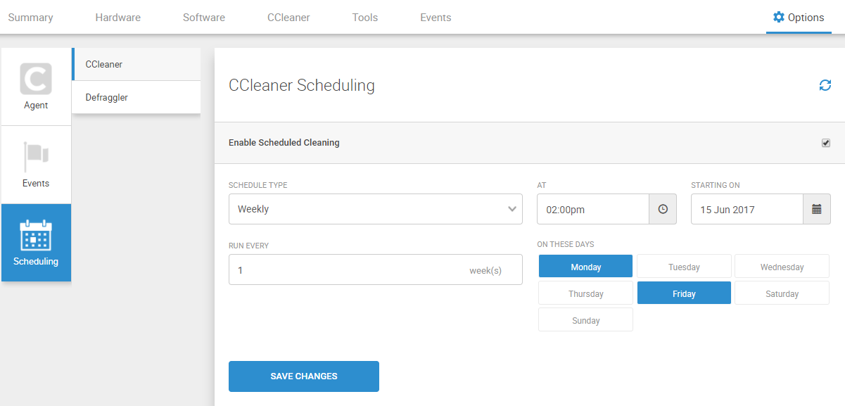 How do I schedule CCleaner on my computer?