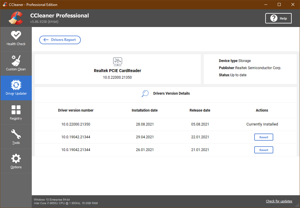 AVOID THEIR NEW DRIVER UPDATER R CCLEANER intelligence overview