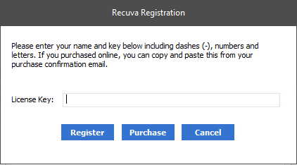 Registering and activating Recuva Professional